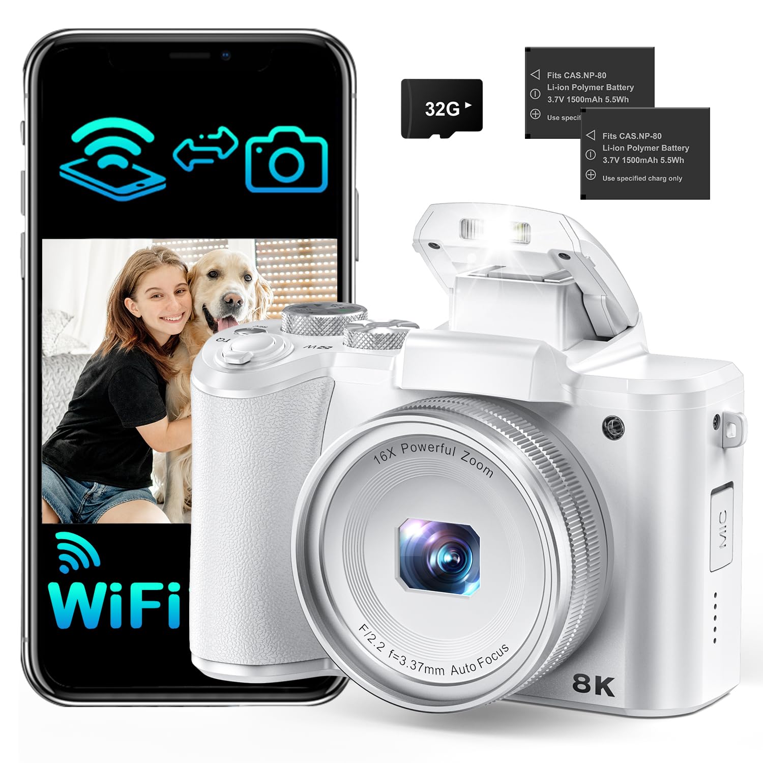 Amazon | 8K デジカメ 8800万画素 スマホに送れる デジタルカメラ wifi